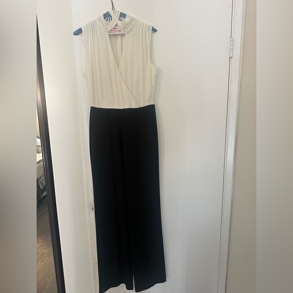 BCBGMaxAzria Cream and Black Jumpsuit